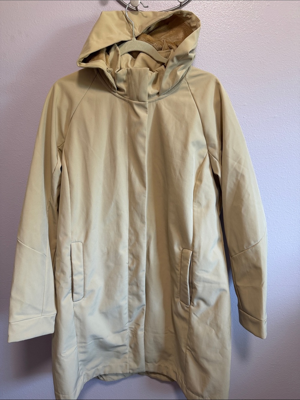 Mondetta Hooded Trench Coat in Light Beige